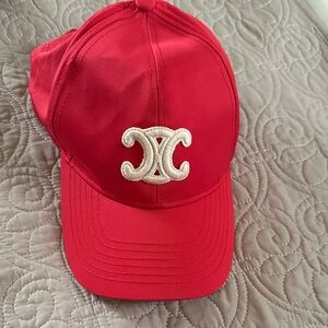 Celine Red Cap with Cream Logo